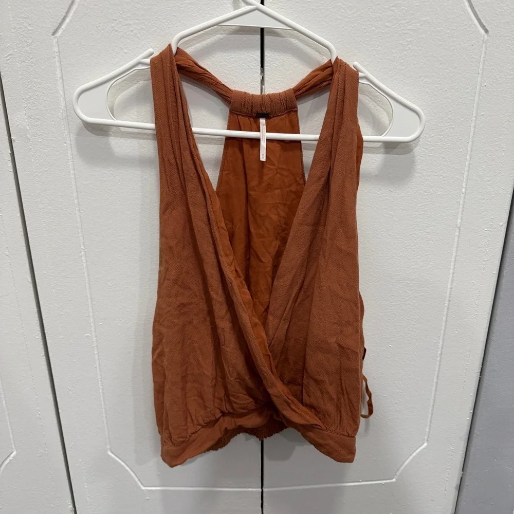 Free People Burnt Orange Drapey Dreams Tank Top